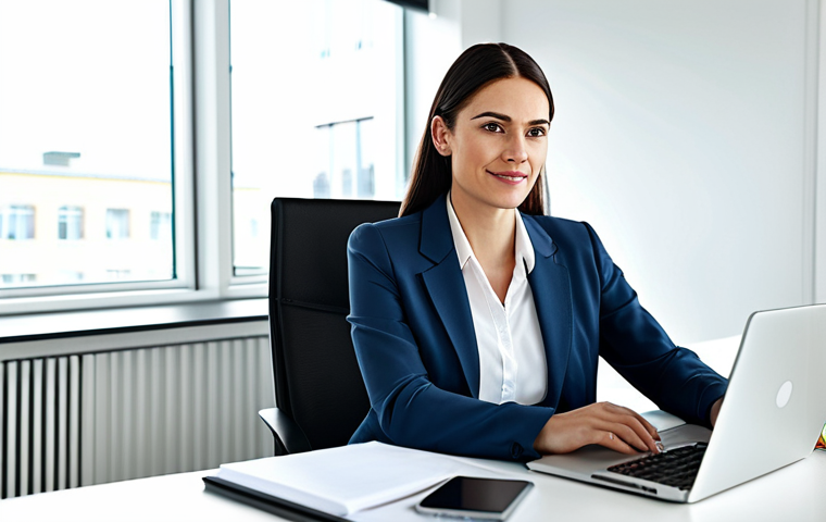 Professional Businesswoman**

A professional businesswoman in a modest business suit, sitting at a desk in a modern, bright office. She is working on a laptop. The scene is well-lit with natural light.  Fully clothed, appropriate attire, safe for work, perfect anatomy, natural proportions, professional photography, high quality, family-friendly.

**