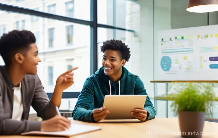 적시 학습 자원 활용을 위한 효과적인 커뮤니케이션 전략 - **Prompt: Focused Digital Learning with AI Assist**
    A young adult (around 20-25 years old, gende...