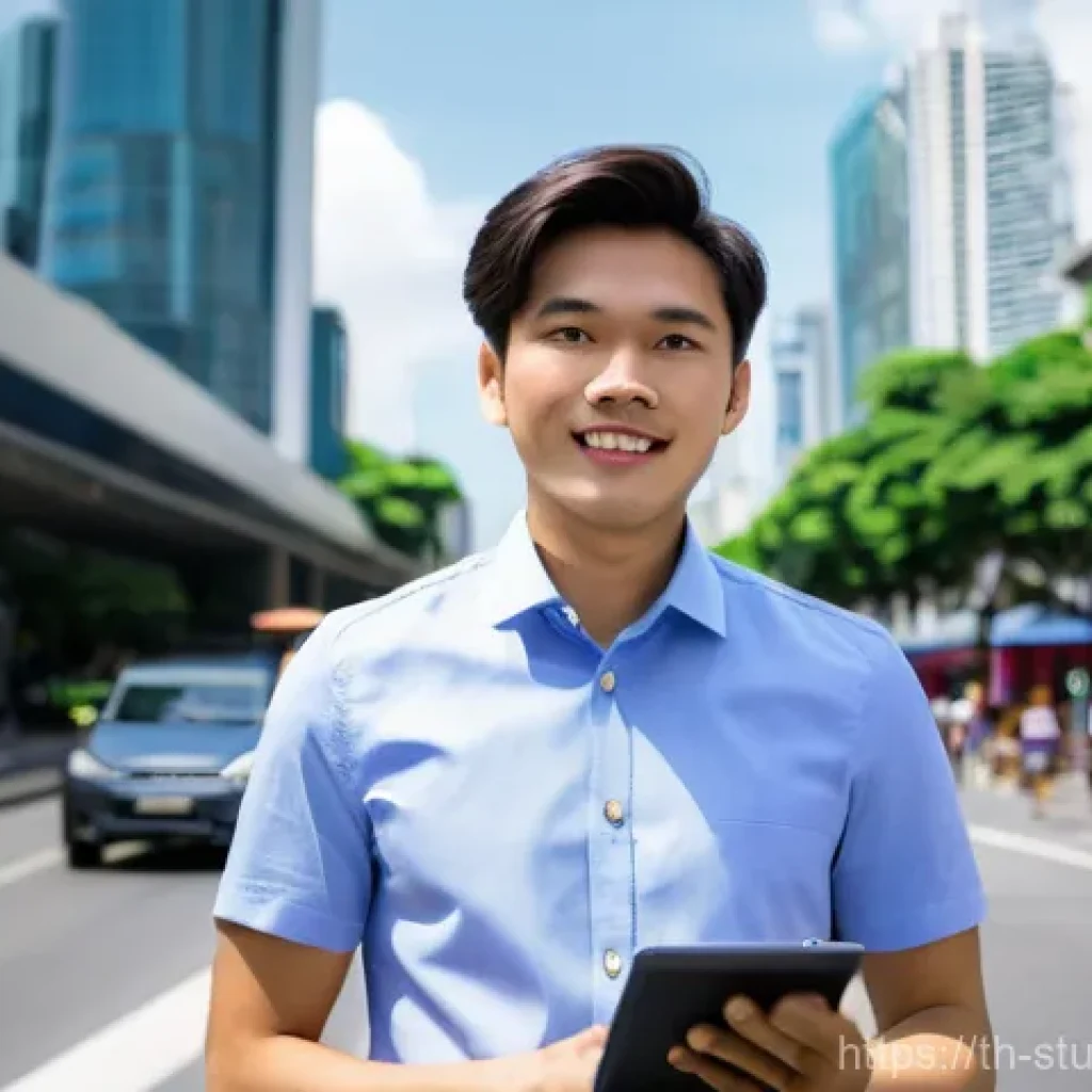 적시 학습 자원 활용을 위한 인터뷰 기법 - **Prompt:** A dynamic, wide-angle shot of a young Thai professional, late 20s, with a determined yet...