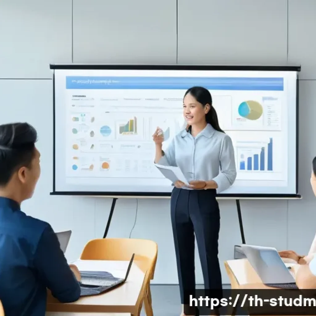 적시 학습 자원 활용을 위한 직무 맞춤형 교육 - A modern corporate training workshop scene in a bright, spacious office with diverse Thai employees ...
